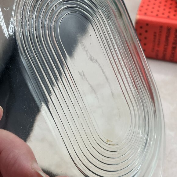 Vintage  PYREX  Clear Oval Casserole Dish 602-B & 602-C Lid 20 oz 1950's - Picture 9 of 11